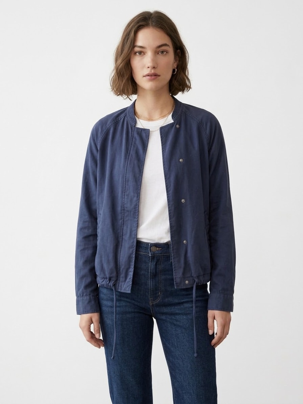 GAP Navy Blue TENCEL Lyocell Utility Moto Jacket - Size L Tall